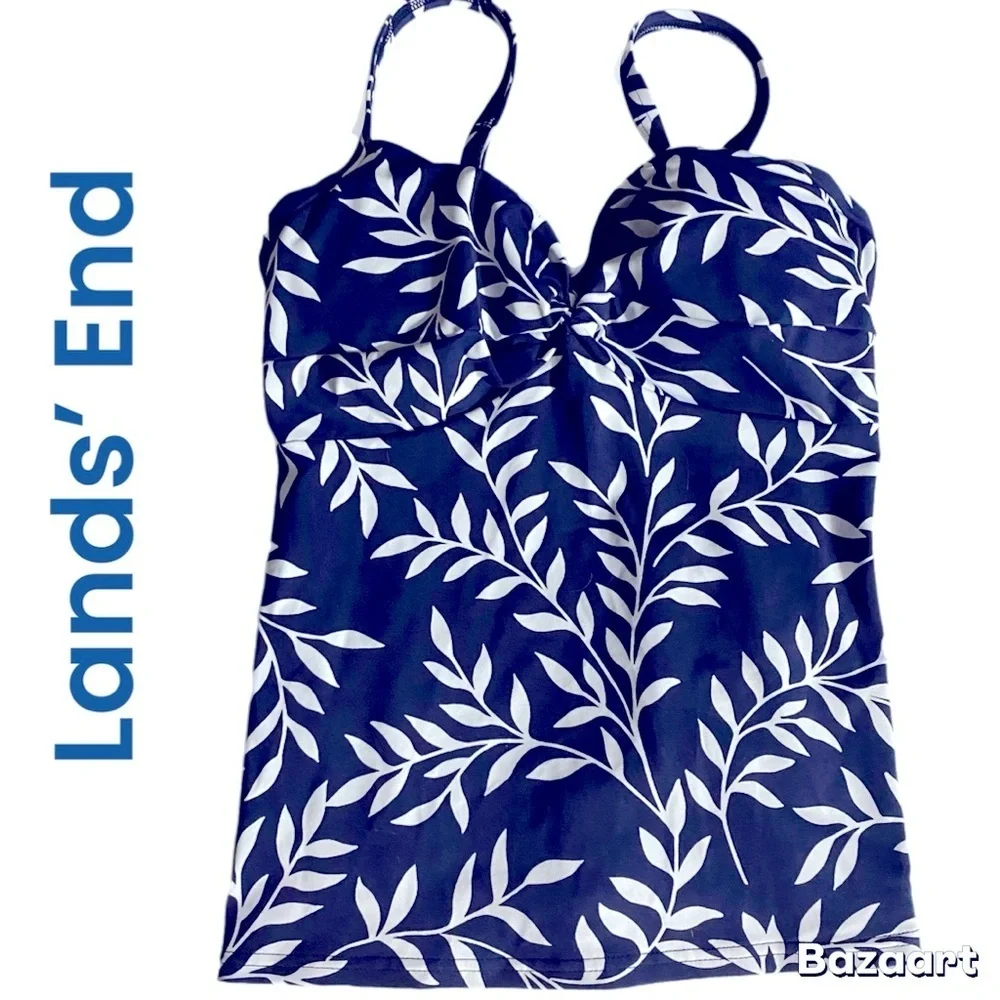 Lands’ End Tankini Twist,Swim Top, Sz 2, Bust 33, 34, Geo,Underwire‌, NWOT